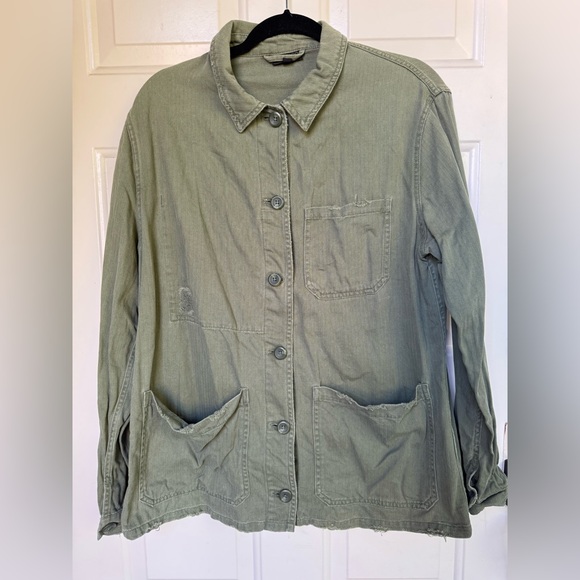 Topshop Green Utility Jacket with Collared Neckline - Picture 1 of 6